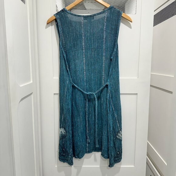 Blue Silver Mini Boho Bohemian Hippie Festival Fairy Beach Dress - Picture 5 of 7